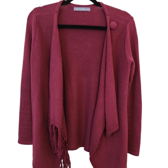 Signature Shawl Knit Cardigan Sweater Burgandy Red Size   S/P (6-8) - Picture 1 of 10
